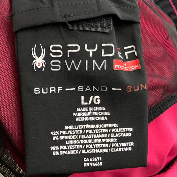 New Spyder Men's Large L Berry Pink UV Protection Stretch Swim Trunks Beach - Picture 3 of 4